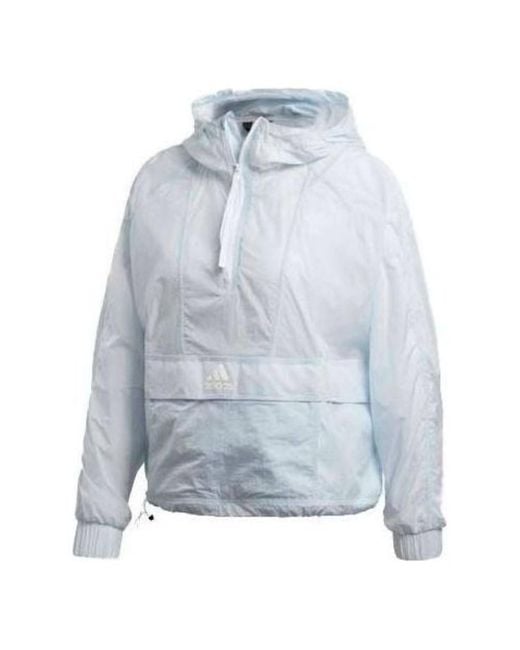 Adidas Blue (Wmns) Athletics Cropped Wind.Rdy Windbreaker Jacket Asia Sizing