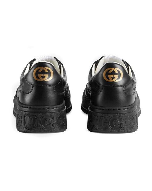 Gucci Black Gg Embossed Sneaker Leather' for men