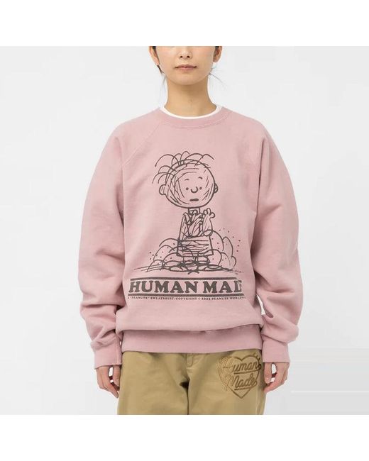 Human Made Pink X Peanuts #2 Charlie Sweatshirt for men