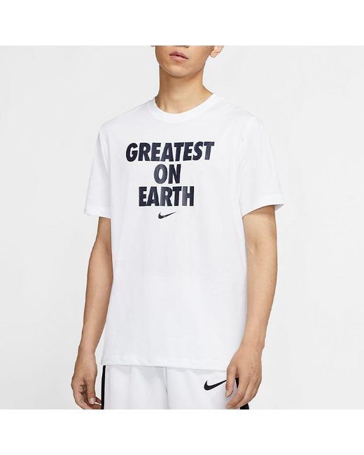 Nike White Dri-Fit Greatest On Earth Basketball Sports Short Sleeve for men