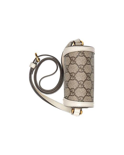 Gucci Gray Horsebit 1955 Logo Canvas Phone Bag Box Shoulder Messenger Bag 'Mini Ebony'