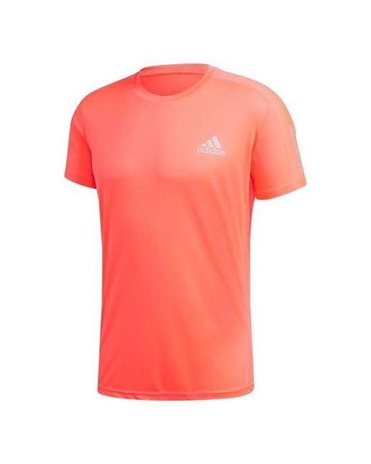 Adidas Pink Own The Run Tee Running Sports Reflective Stripe Round Neck Short Sleeve for men