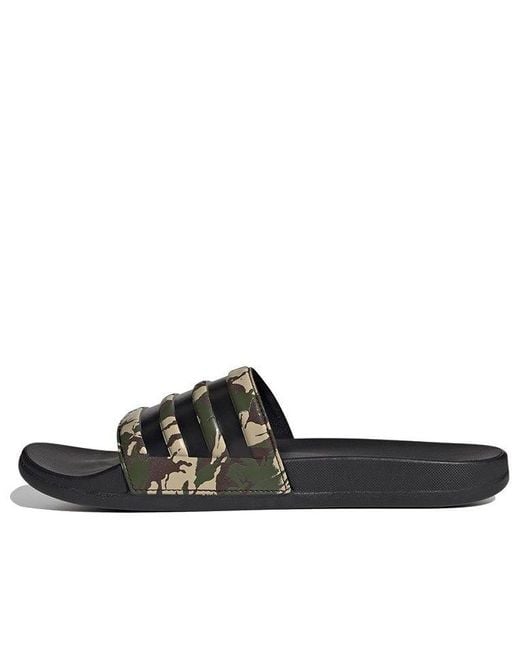 Adidas Black Adilette Comfort Slides 'Wild Pine Camo' for men