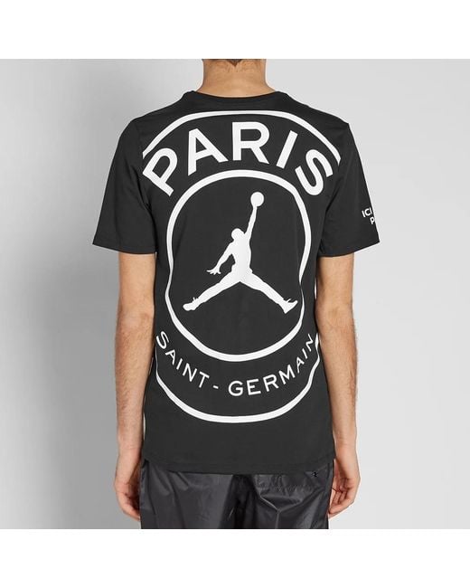 Nike Black X Psg Crossover Paris Saint-Germain Jump Large Logo Short Sleeve for men