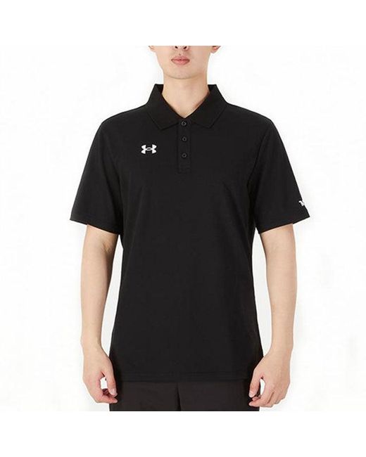 Under Armour Black Sports Lapel Training Short Sleeve Polo Shirt for men