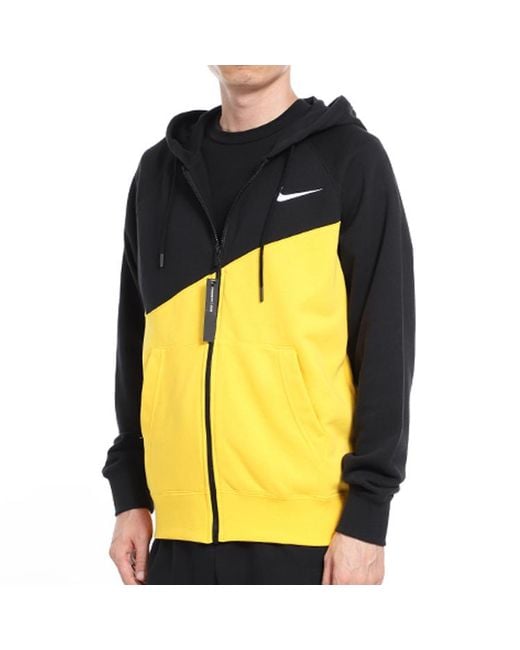 Nike Yellow Colorblock Knit Hooded Jacket for men