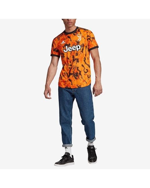 Adidas Orange Au Player Edition 20-21 Season Juventus Away Soccer/Football Sports Patchwork Print Short Sleeve for men