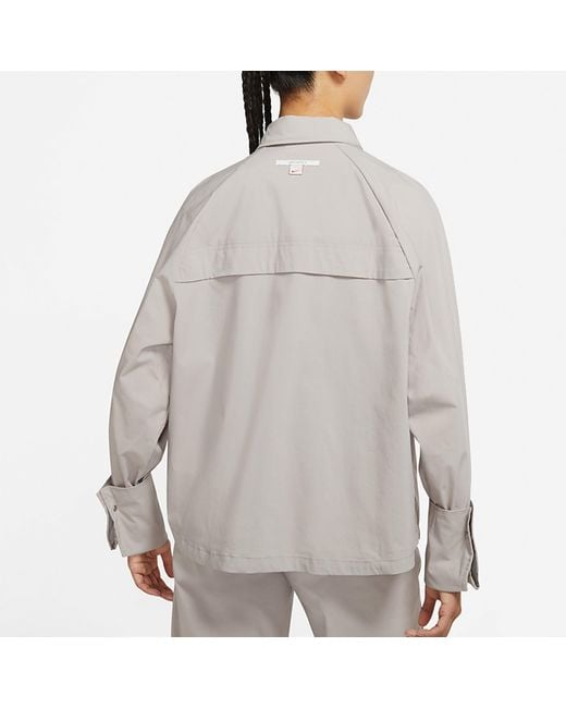 Nike Gray (Wmns) Sportswear Icn Clsh Wvn Ls Top Long Sleeved Shirt