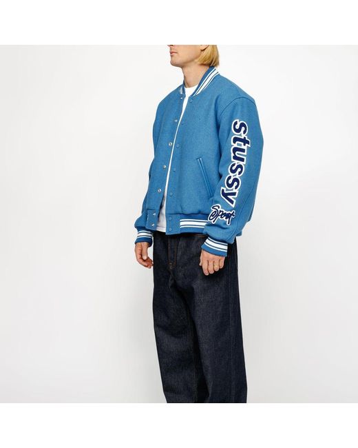 Stussy Blue Ss24 Varsity Jacket for men
