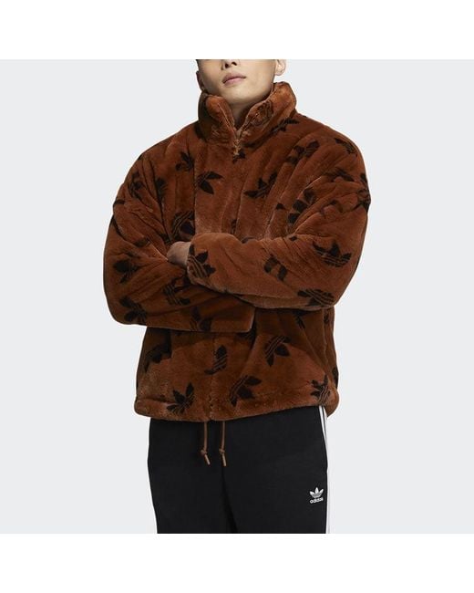 Adidas Brown Originals Logo Stand Collar Sports Jacket International Size