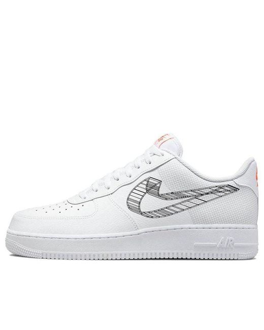 Nike Air Force 1 Low 3d Swoosh Sneakers White/black for Men | Lyst