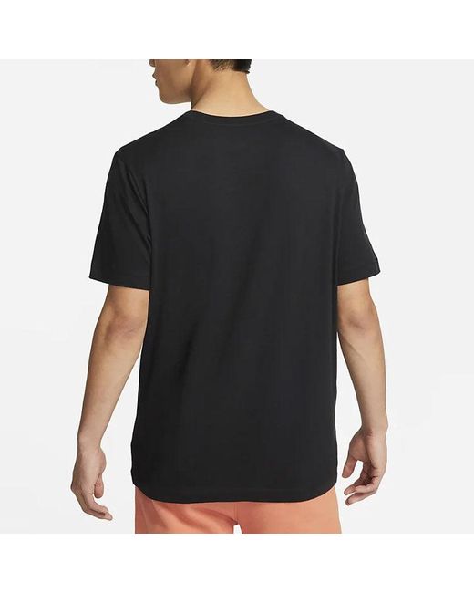 Nike Black Sportswear Alphabet Flowers Printing Round Neck Casual Short Sleeve for men