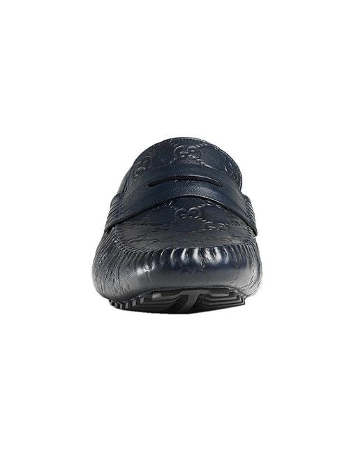 Gucci Blue Penny Slip On Loafers Leather' for men