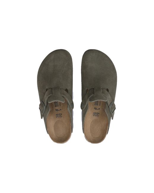 Birkenstock Brown Boston Suede Leather Regular 'Suede Moss' for men