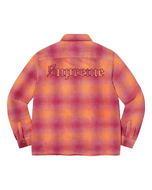 Supreme Pink Shearling Lined Flannel Shirt for men