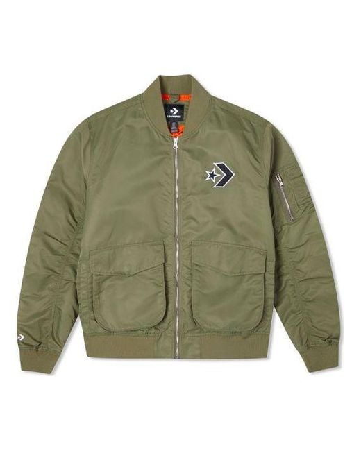 Converse Logo Loose Sports Retro Aviator Jacket Couple Style in Green for  Men | Lyst