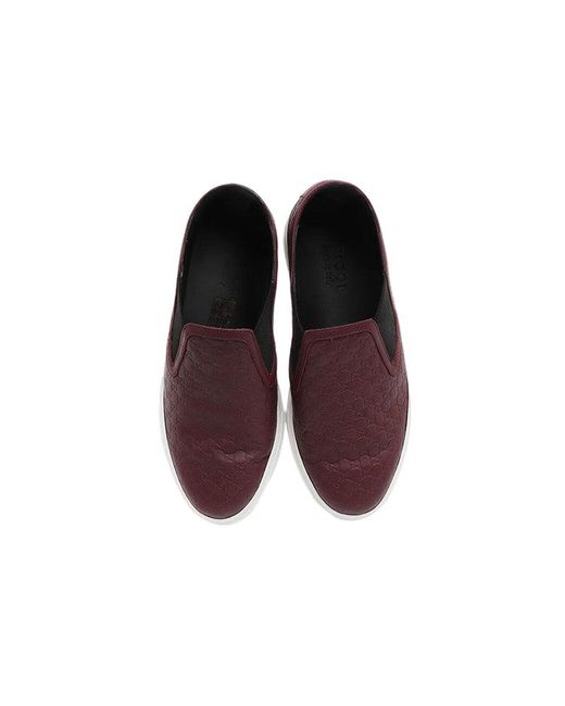 Gucci Red Microssima Pattern Leather Slip On 'Strong' for men
