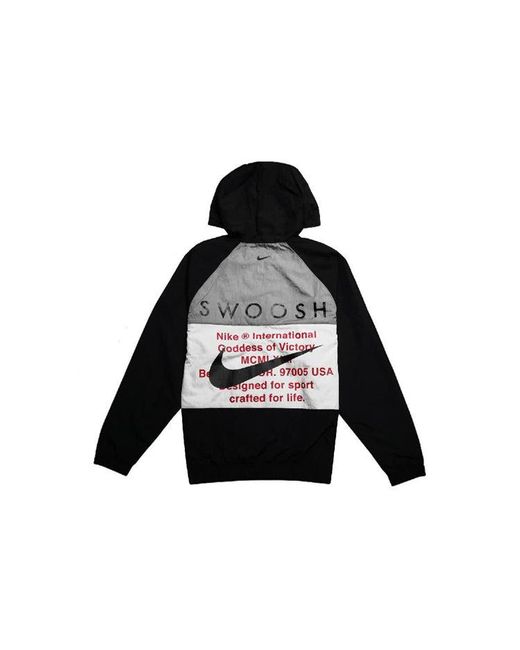 Nike Black Sportswear Swoosh Woven Hooded Jacket for men