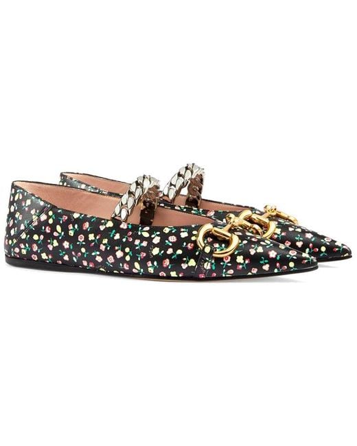 Gucci Black (Wmns) Pre-Loved X Liberty London Floral Ballet Flats