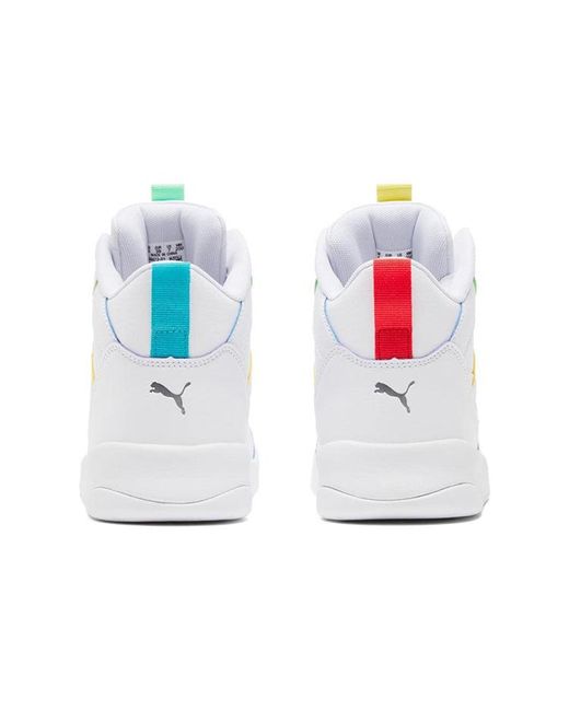 PUMA White Backcourt Mid Splicing Casual Shoes for men