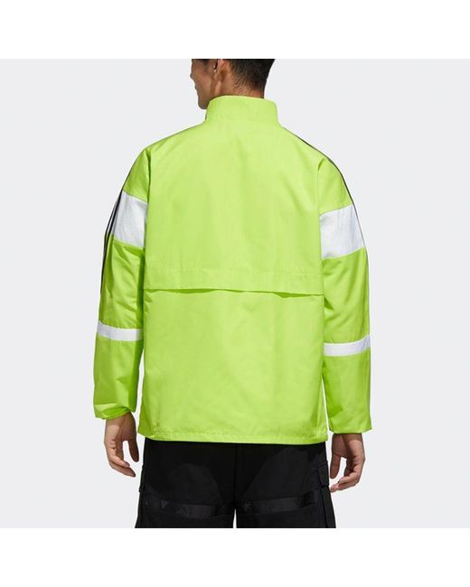 Adidas Green Stand Collar Woven Colorblock Jacket for men