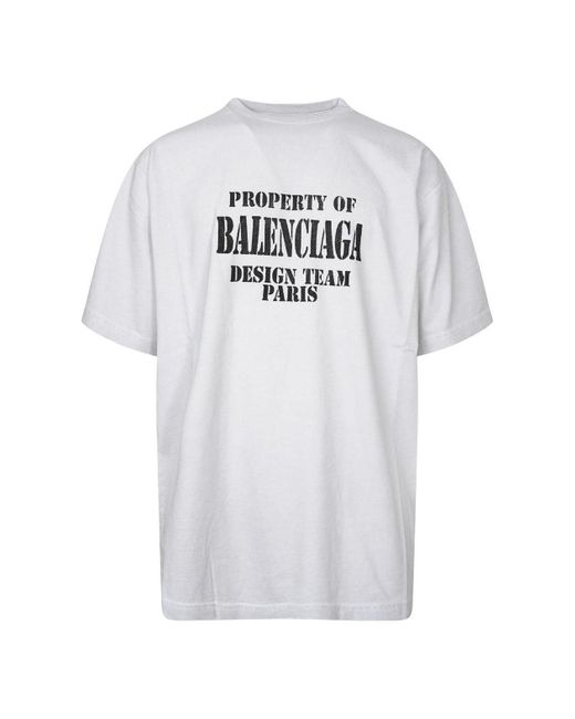 Balenciaga White Property Vintage T-Shirt Large Fit for men