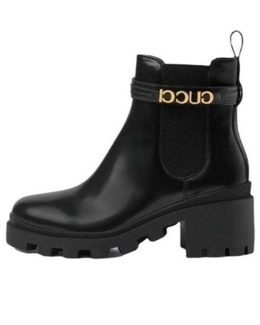 Gucci Black Mid-heel Boot With Logo