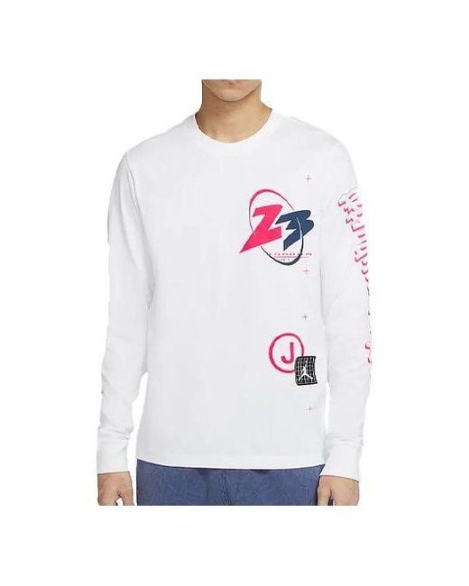 Nike White 23 Air Printing Casual Sports Round Neck Long Sleeves for men