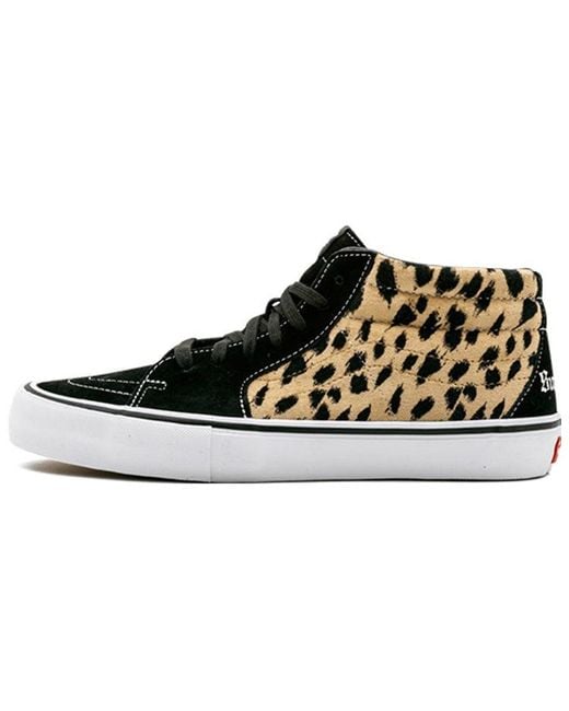 Vans Black Supreme X Sk8-Mid Pro 'Cheetah Velvet' for men