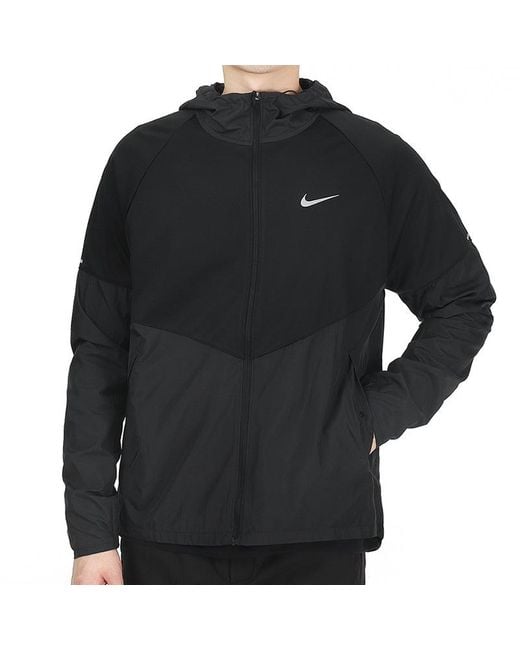 Nike Blue M Nk Tf Turf Rpl Miler Jacket Hooded Cardigan Zipper Windproof Splicing for men