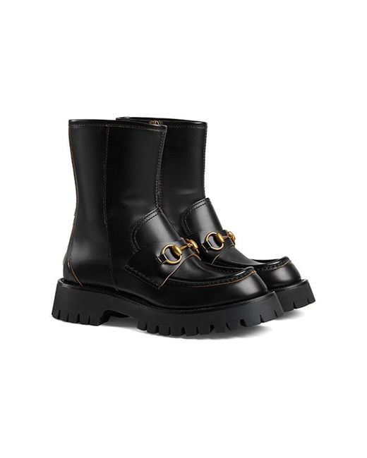 Gucci Black Horsebit-embellished Ankle Boots