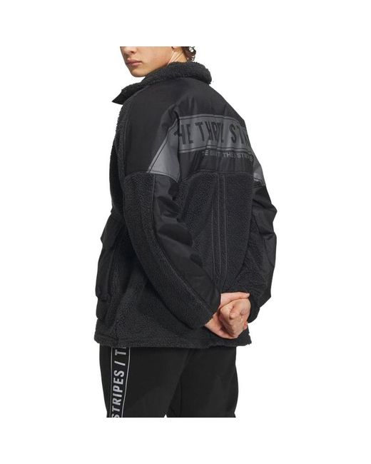 Adidas Black Warding Oversized Boa Full-Zip Jacket (Gender Neutral) for men
