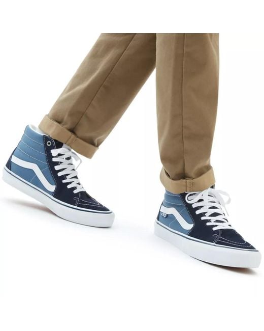 Vans Blue Skate Sk8-Hi Splicing Contrasting Colors Casual Sports Skateboarding Shoes for men