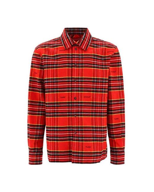 Off-White c/o Virgil Abloh Red Fw22 Stripe Lapel Long Sleeves Shirt for men