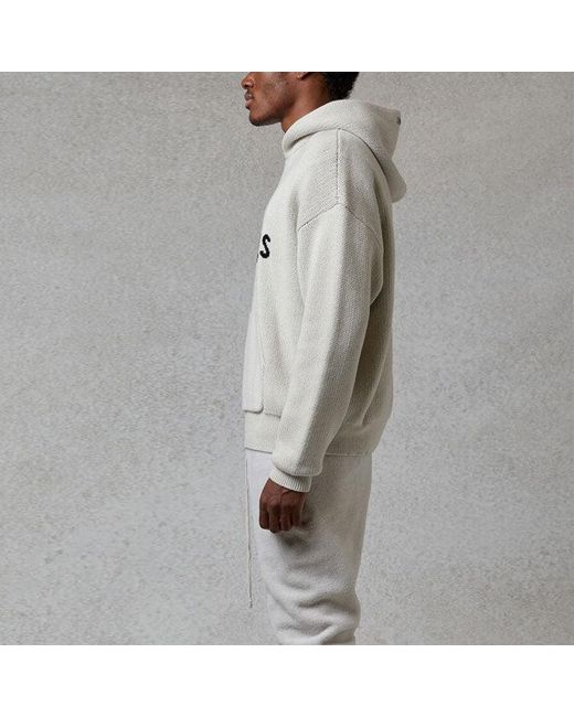 Fear Of God White Fw20 Knit Logo Hoodie 'Oatmeal' for men