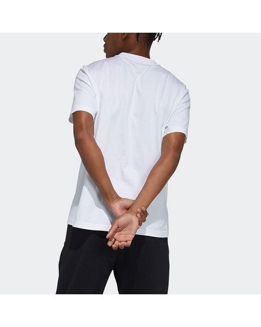 Adidas White Th Tee Techgfx Logo Printing Sports Training Short Sleeve for men