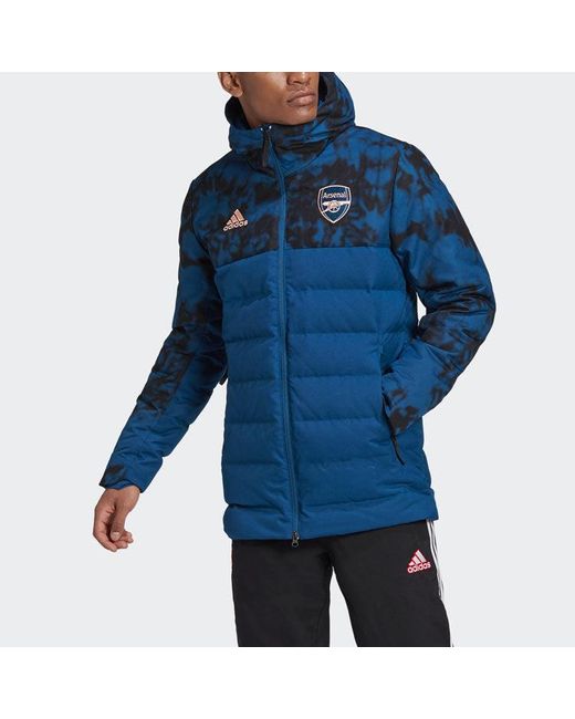 Adidas Blue Arsenal Soccer/Football Sports Hooded Down Jacket for men