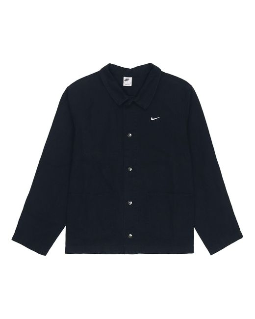 Nike Blue Solid Color Logo Lapel Casual Long Sleeves Autumn Black Jacket for men