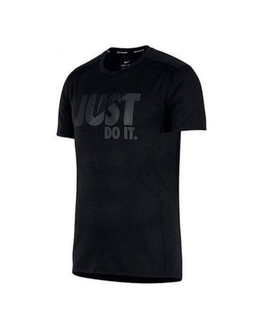 Nike Black Alphabet Printing Sports Round Neck Pullover Short Sleeve T-Shirt for men