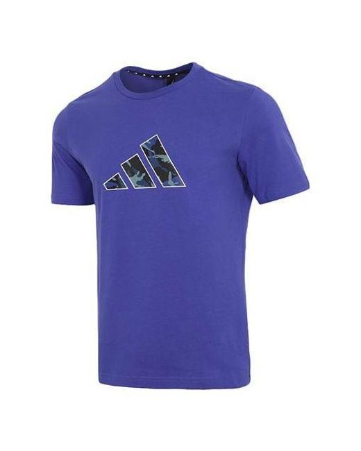 Adidas Blue Camouflage Logo Casual Sports Short Sleeve for men