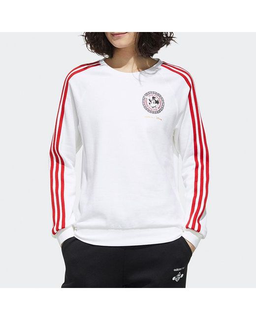 Adidas White (Wmns) Neo X Disney Cny Printing Sports Round-Neck Sweatshirt