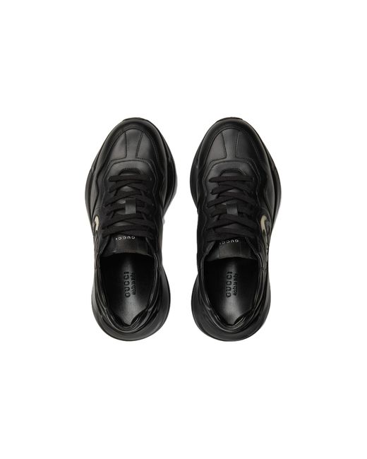 Gucci Black Rhyton Interlocking G Leather Low-top Trainers