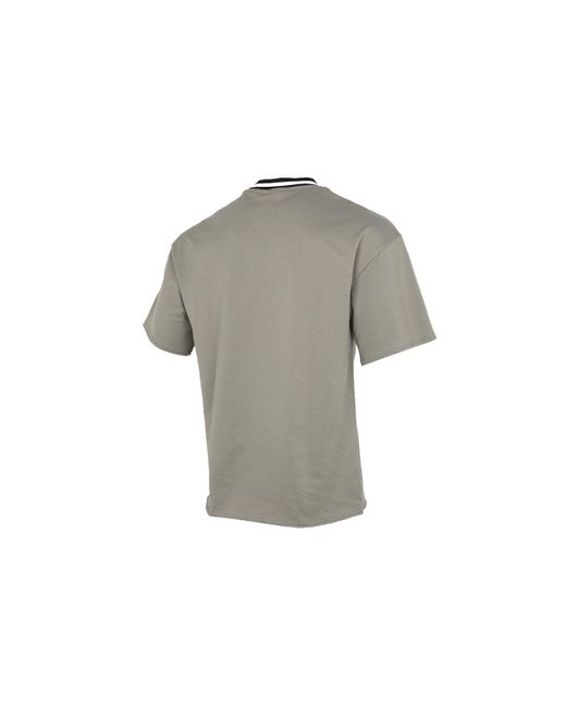 PUMA Gray Solid Round Neck T-Shirt 'Olivegreen' for men