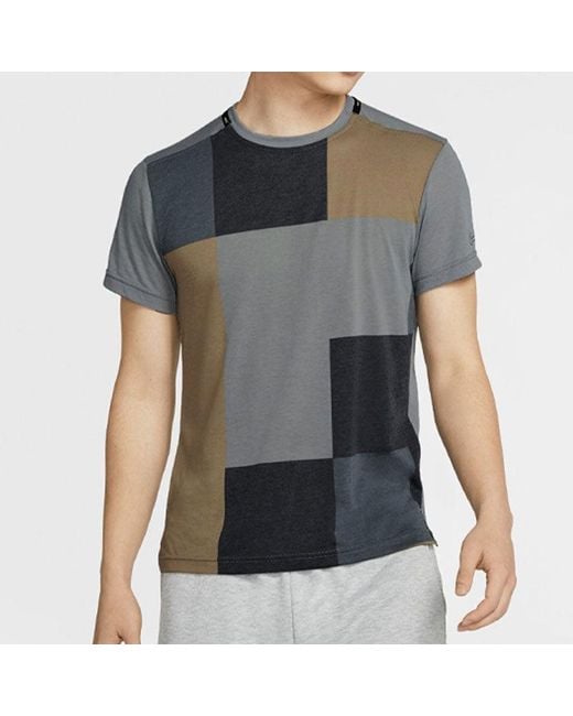 Nike Gray Training Top Splicing Breathable Sports Short Sleeve for men