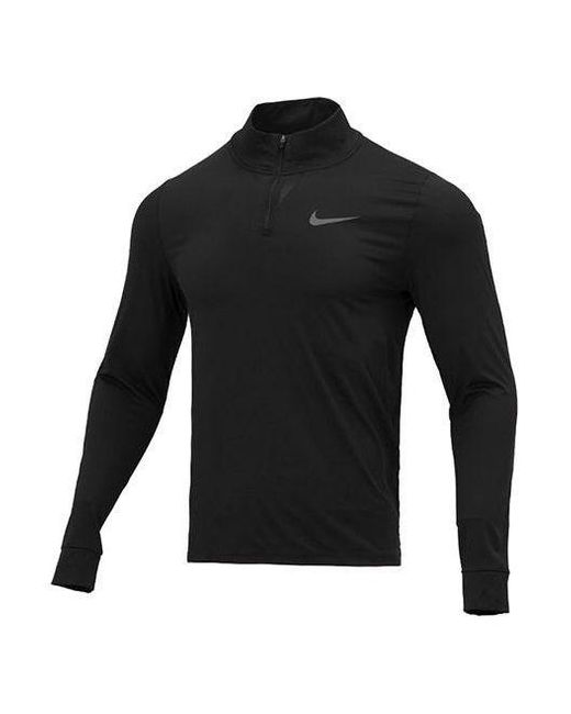 Nike Black Training Sports Half Zipper Long Sleeves T-Shirt for men