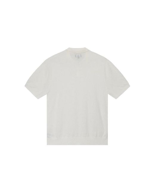Stussy White Textured Ss Polo Sweter 'Bone' for men