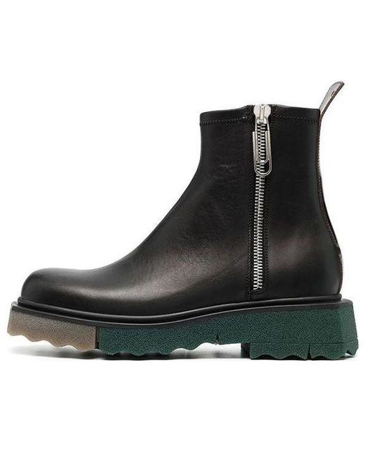 Off-White c/o Virgil Abloh Black Sponge Sole Leather Zip Boot for men