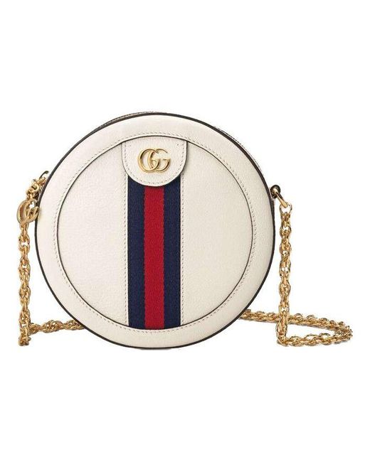 Gucci White (Wmns) Ophidia Logo Stripe Webbing Leather Chain Shoulder Messenger Bag Mini