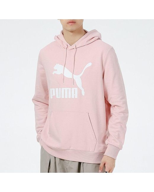 PUMA Pink Classics Logo Printing Pullover Sports for men