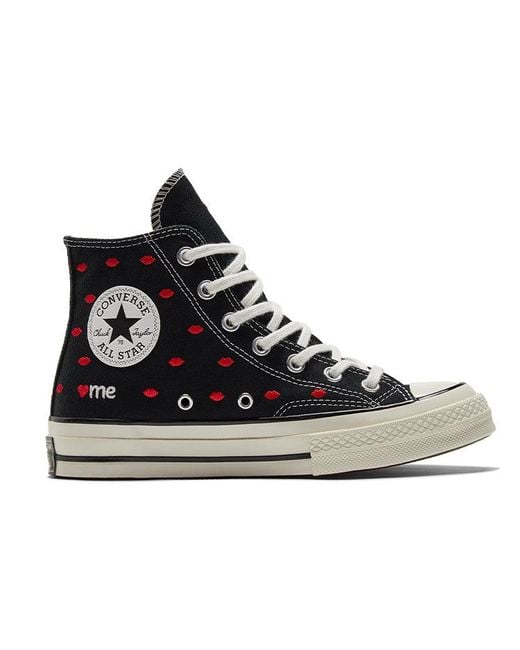 Converse Black Chuck 70 Embroidered Lips Hi 'Love Me for men